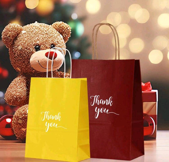 20pcs Medium Size 16x22x8cm Kraft Paper Gift Bags, Party Bags, Shopping Bags, Wedding Bags, Retail Bags, With Handles, Rose Red