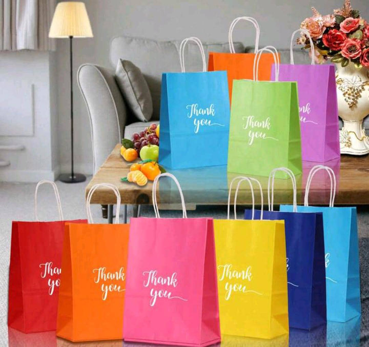 20pcs Medium Size 16x22x8cm Kraft Paper Gift Bags, Party Bags, Shopping Bags, Wedding Bags, Retail Bags, With Handles, Rose Red