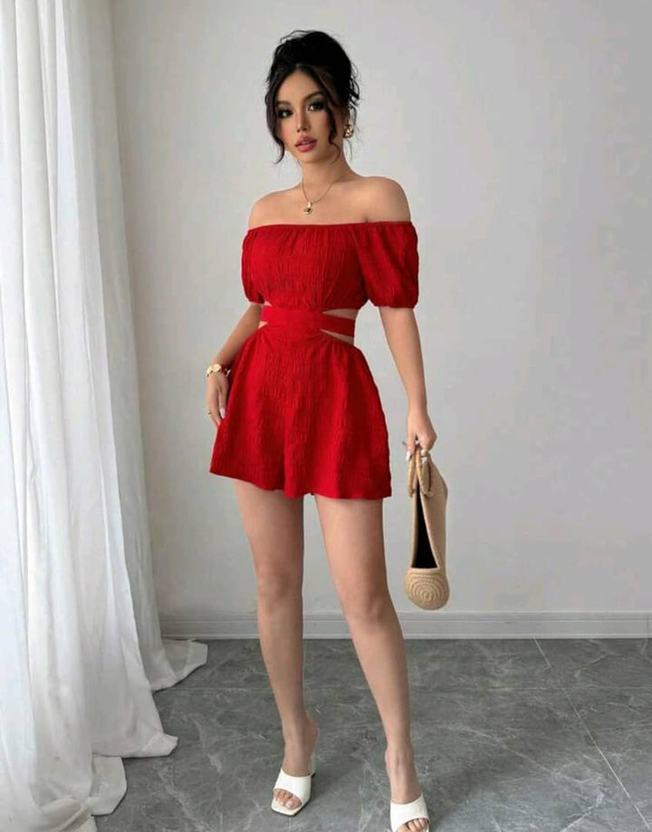 Chiquease Casual-Woman Casual - Vacation Off The Shoulder Bow Back Jumpsuit