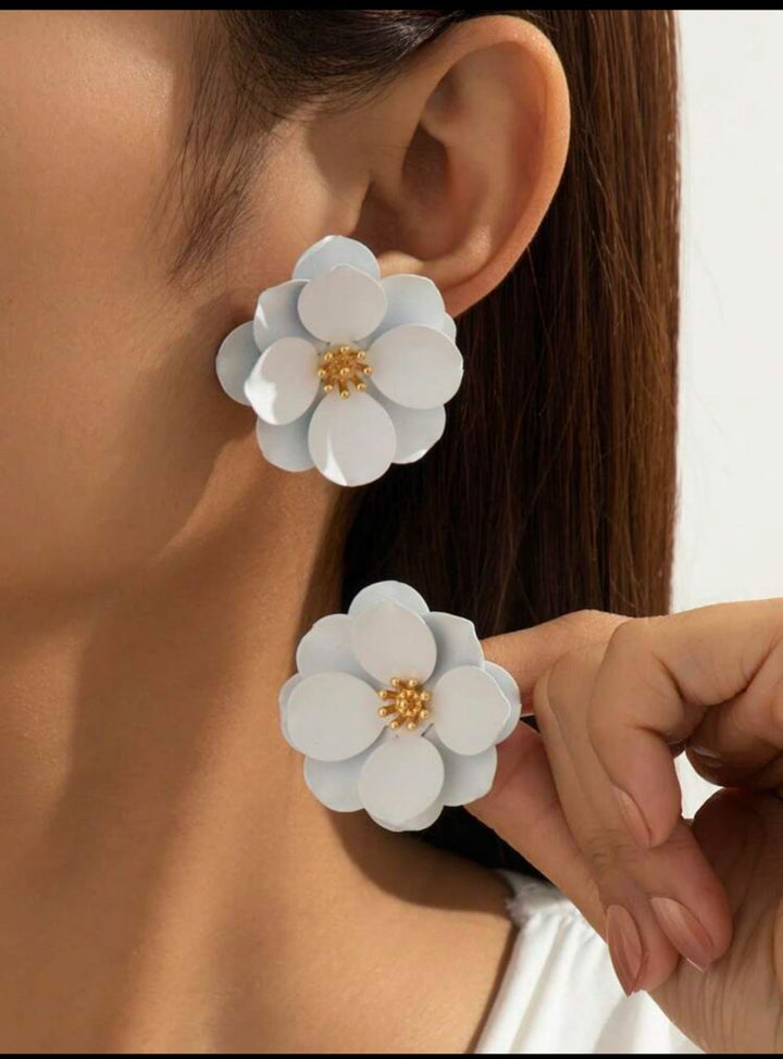 1 Pair Fashionable Summer Vacation Inspired Layered Flower Print Earrings, Suitable For Holiday/Daily/Date/Travel Wear For Women